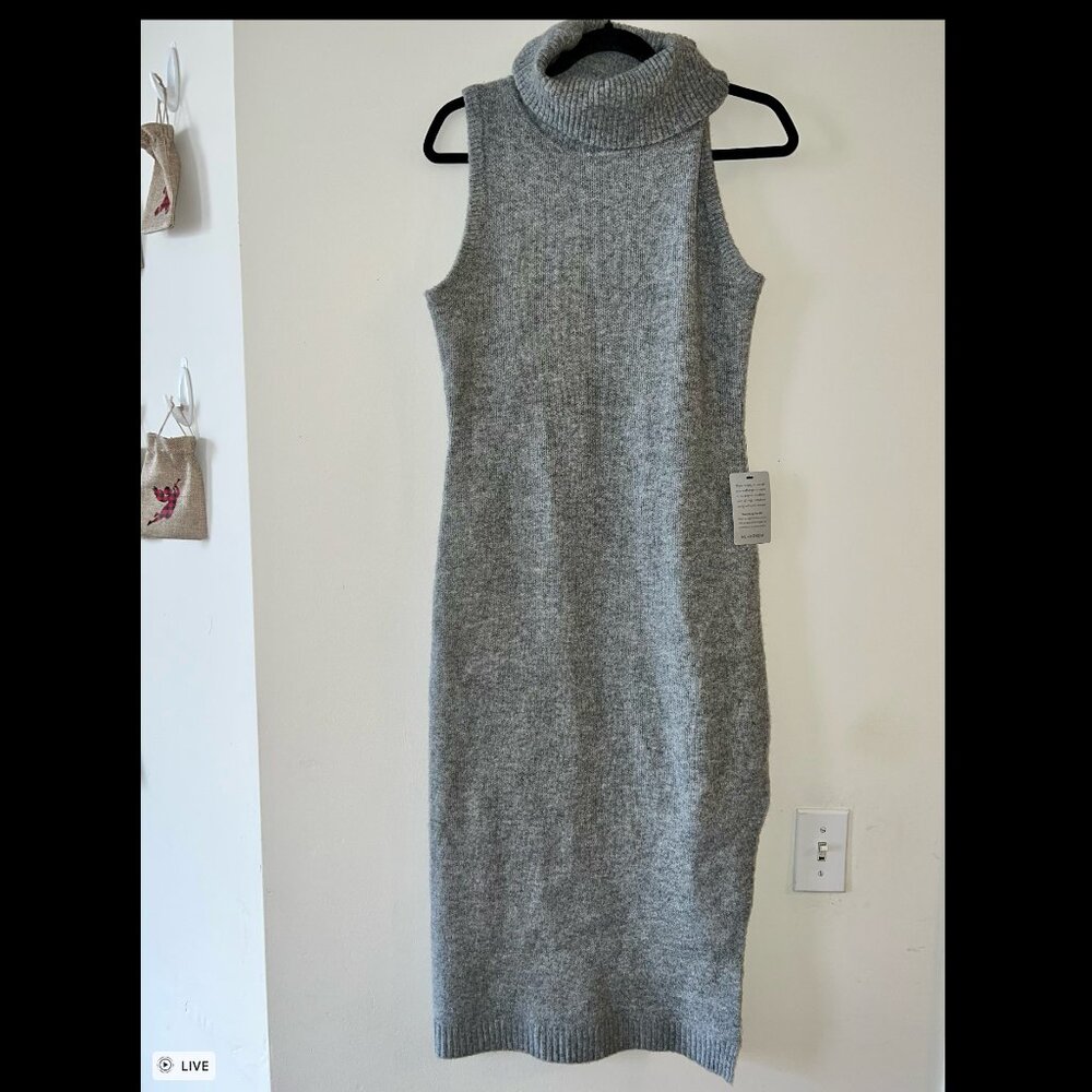 ASTR the Label Sleeveless Turtleneck Sweater Dress Grey